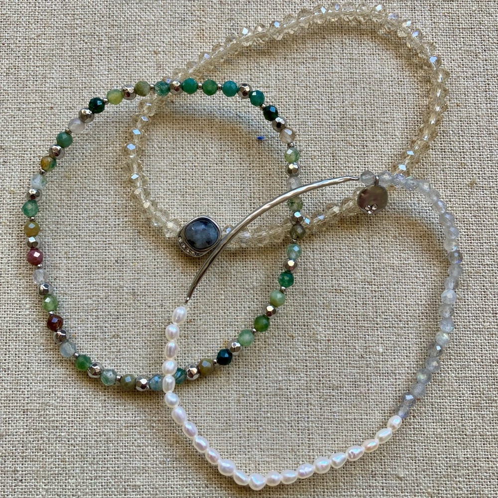 Stella & Dot Collector's Box Stretch Trio Bracelet Bluegreen
